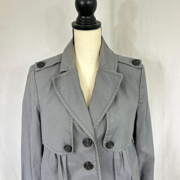 ANN TAYLOR LOFT Military Utility Cargo Jacket Coat - Gray Grey - Women's Sz Med - Picture 2 of 12